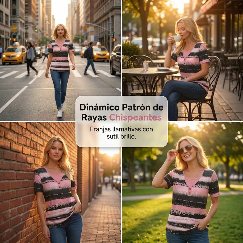 Mira - Camiseta henley estampada de estilo diario