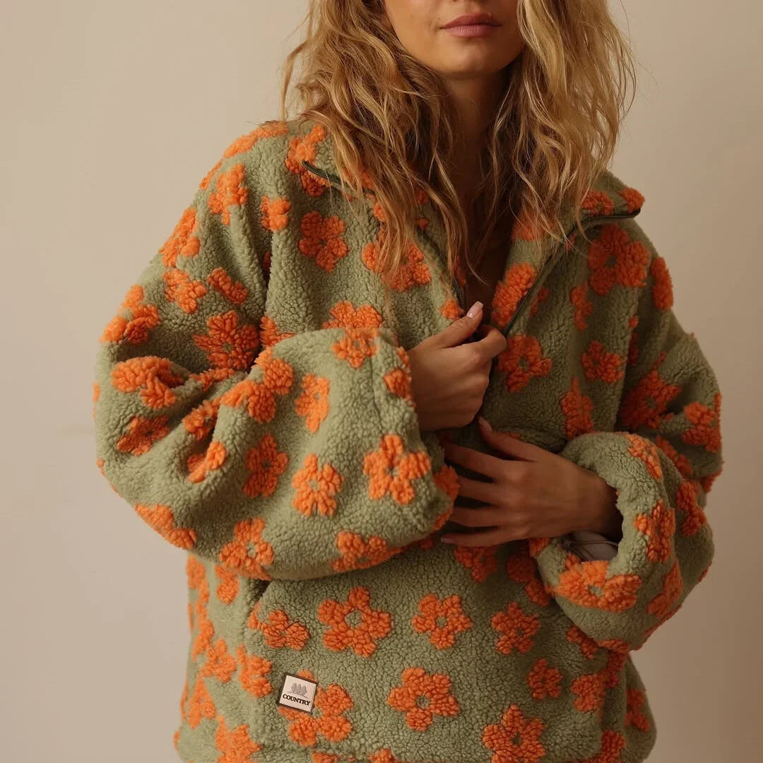 Violeta - Sudadera polar con motivo floral