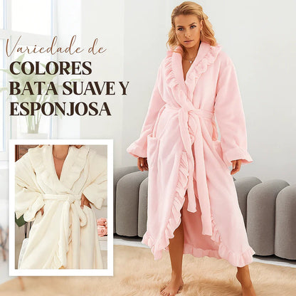 Amalia - Bata suave y esponjosa con detalle de volantes elegantes