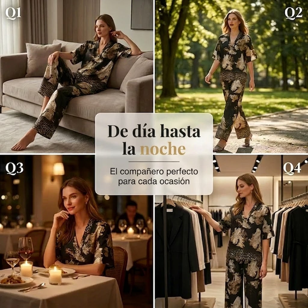 Patricia - Conjunto motivo con pantalón de caída ligera