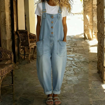 Nuria - Mono denim de corte relajado para mujer con bolsillos