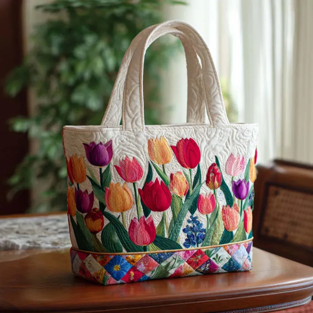 Rosalia - Bolso acolchado con jardín de tulipanes