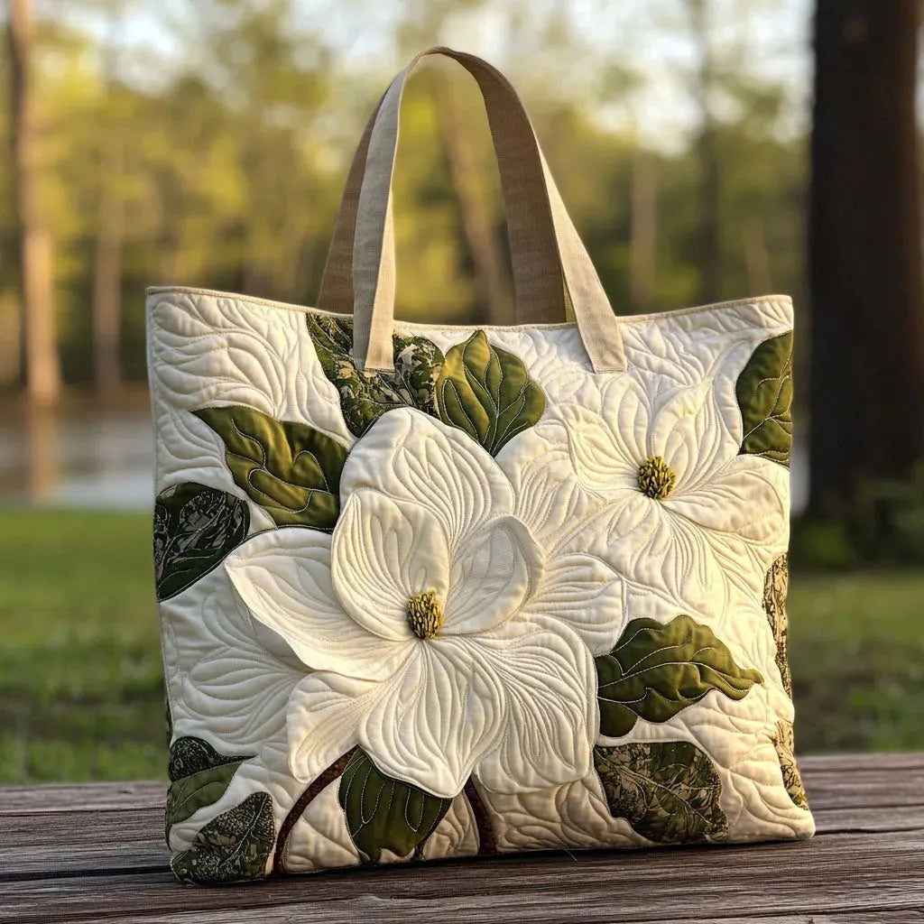 Desiré - Bolso artesanal acolchado con lirios blancos elegantes