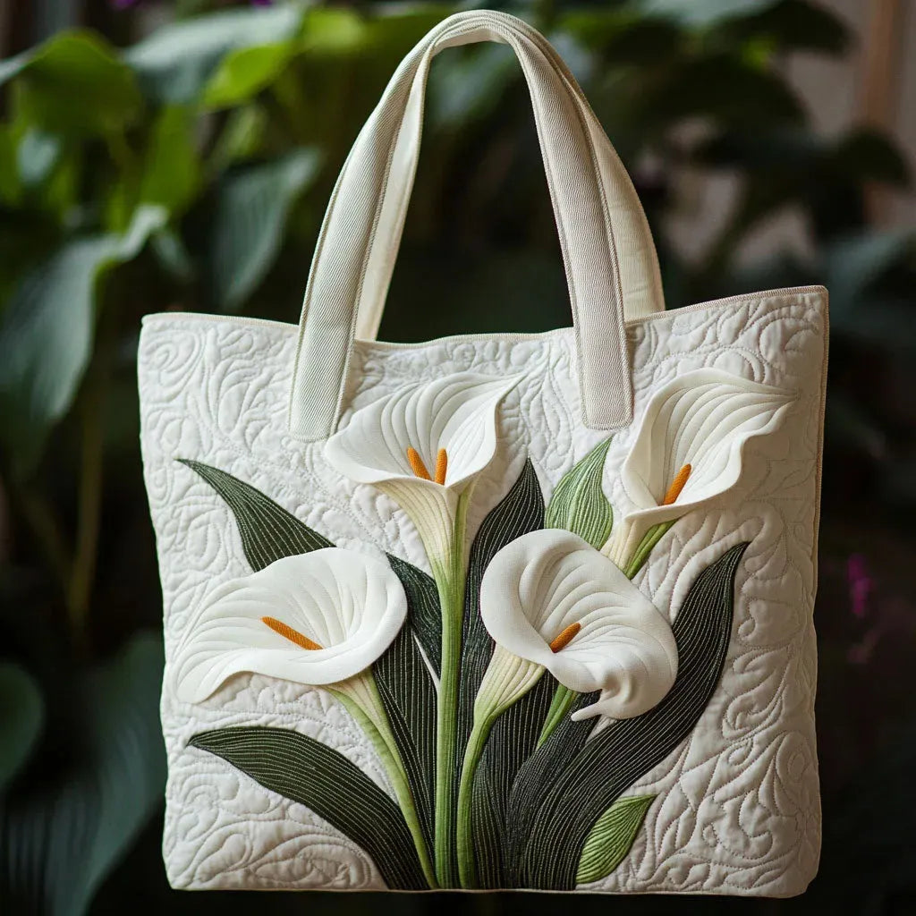Alba - Bolso artesanal acolchado con girasoles blancos
