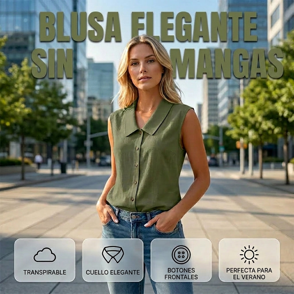 Tamara - Blusa con escote de pico y botones
