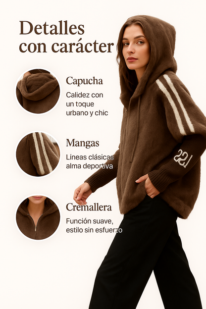 Loreta - Chaqueta de estilo diario con capucha y cremallera