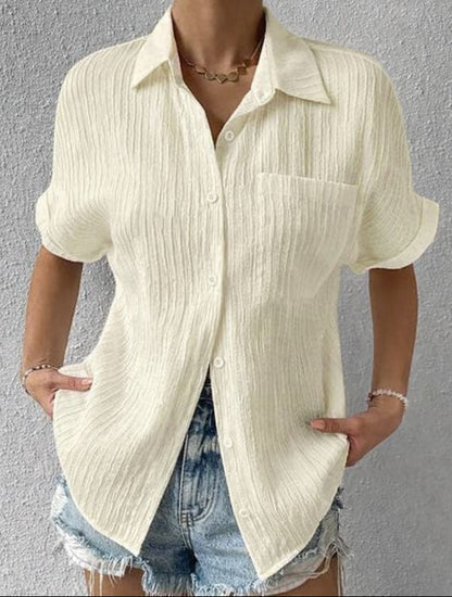 Carla - Blusa de estilo diario suelta con botones