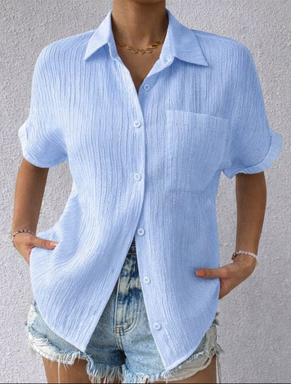 Carla - Blusa de estilo diario suelta con botones