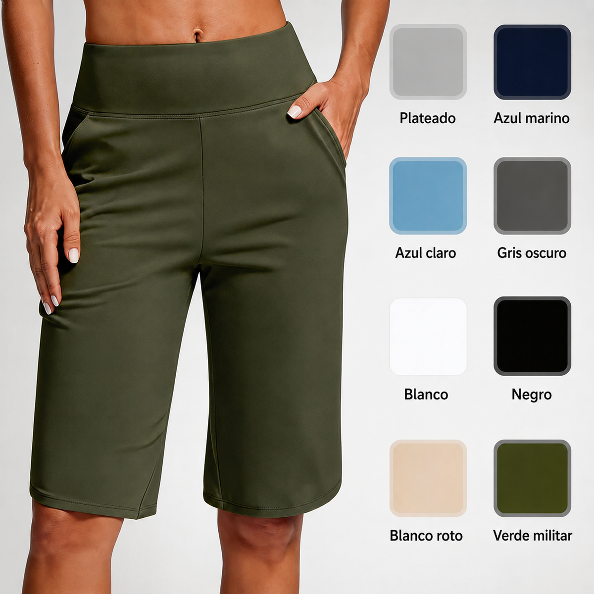 Estela - Pantalones cortos de yoga de tiro alto con bolsillos