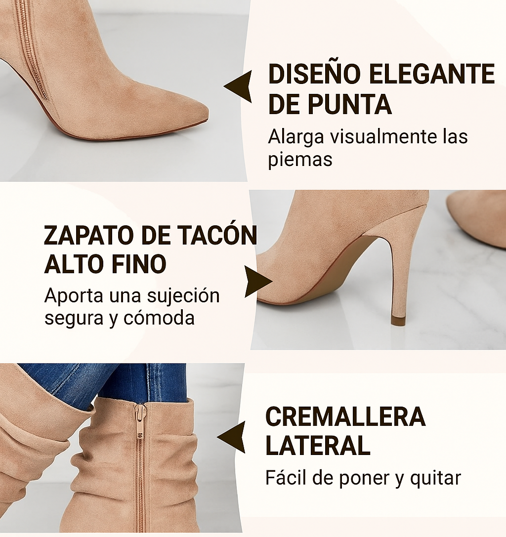 Elena - Botines de tacón fino con punta