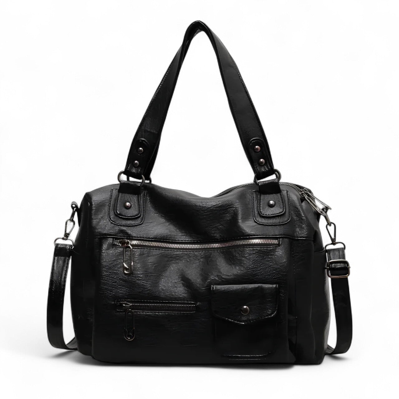 CHLOE - Bolso Bandolera de Cuero gran capacidad - Negro - CARMEN VELVET