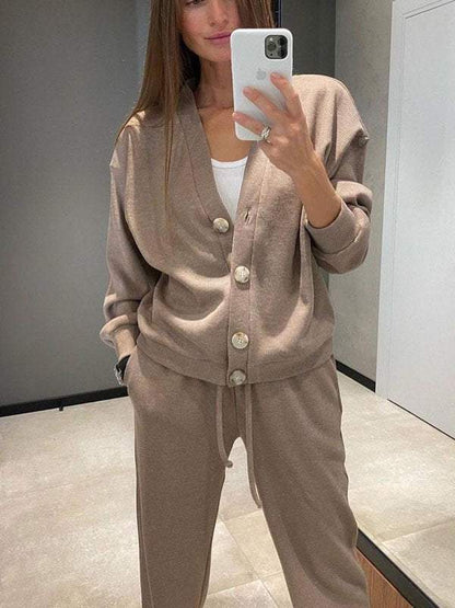 Olivia - Conjunto de cárdigan y pantalón de punto