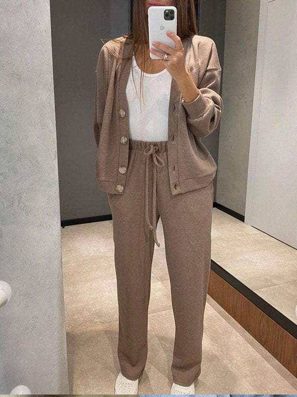 Olivia - Conjunto de cárdigan y pantalón de punto