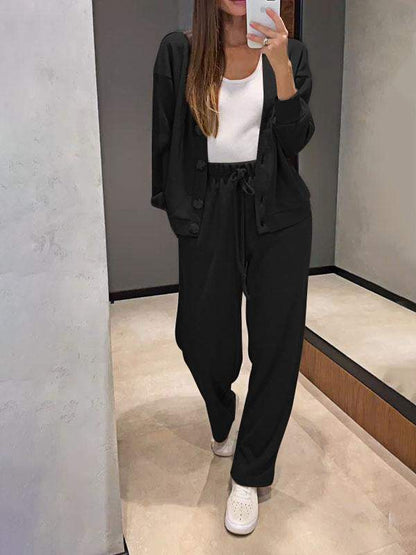 Olivia - Conjunto de cárdigan y pantalón de punto