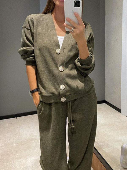 Olivia - Conjunto de cárdigan y pantalón de punto