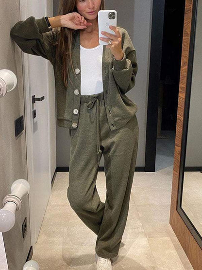 Olivia - Conjunto de cárdigan y pantalón de punto