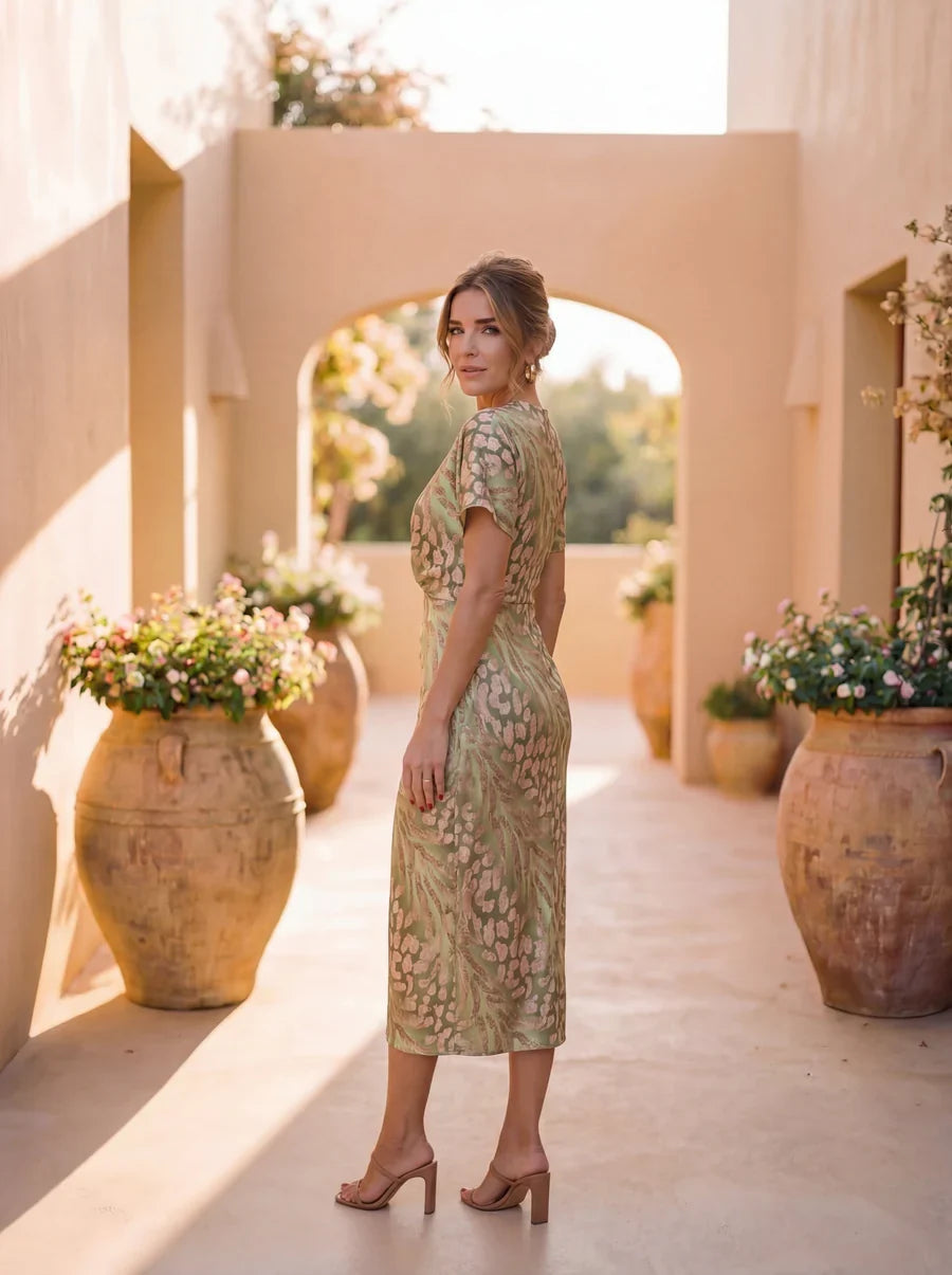 Olivia - Vestido midi color cobre