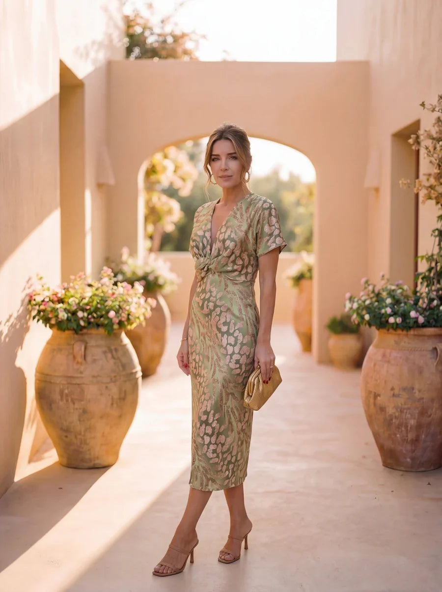 Olivia - Vestido midi color cobre
