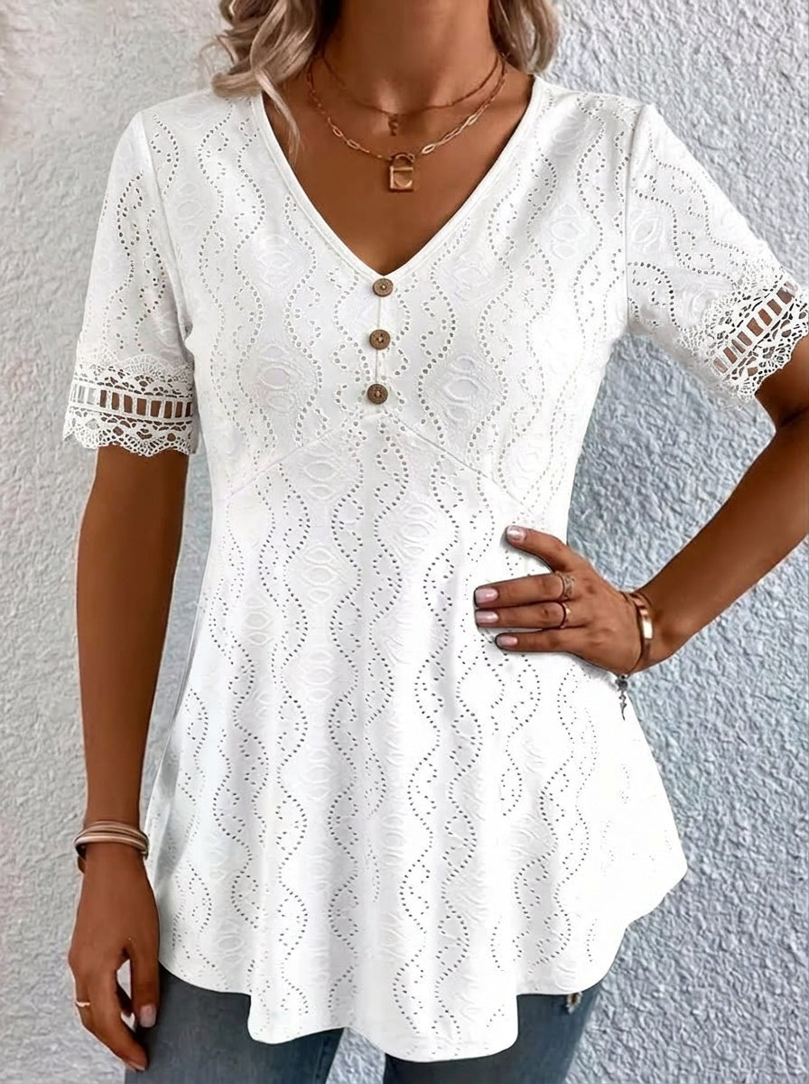 LUNA - Blusa calada con cuello en V