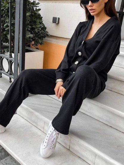 Olivia - Conjunto de cárdigan y pantalón de punto