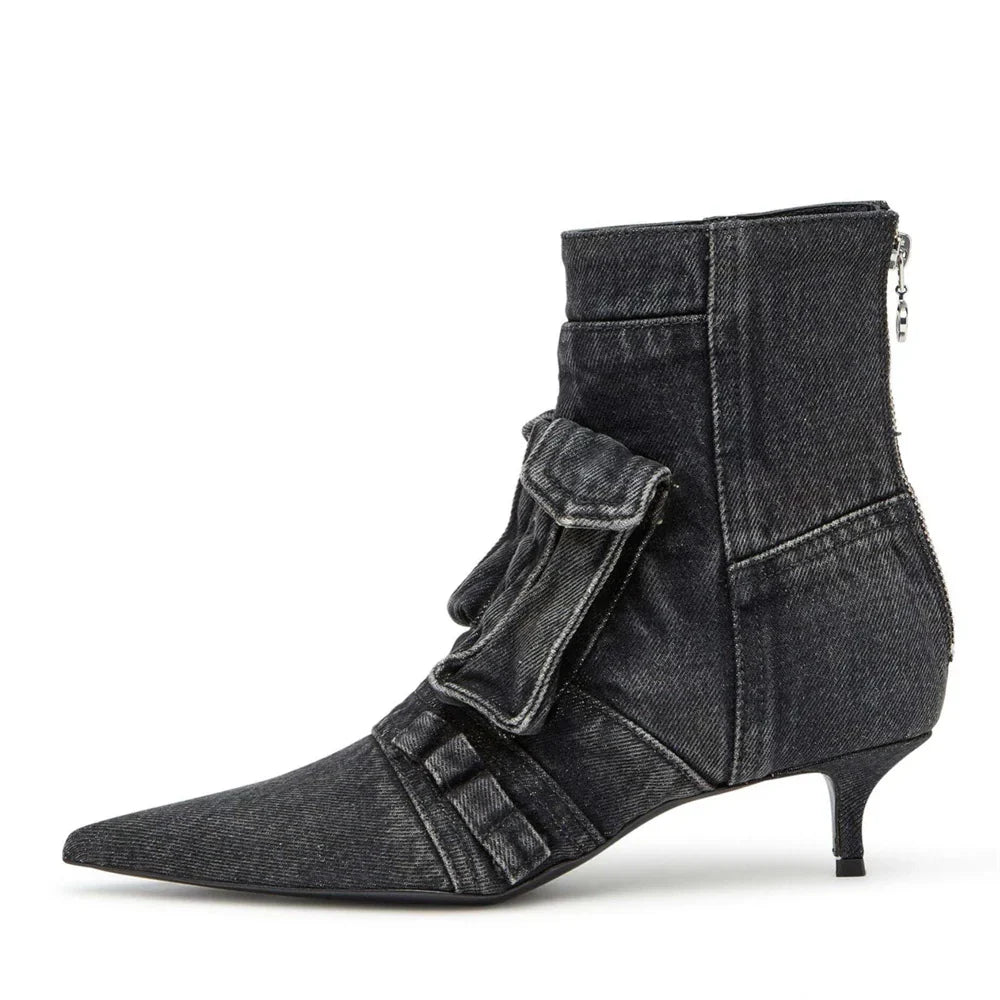 Teresa - Botines de diseño cargo en tejido tejano