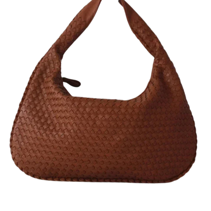 CLARA - Bolso Grande de tendencia trenzado en cuero - Marrón - CARMEN VELVET