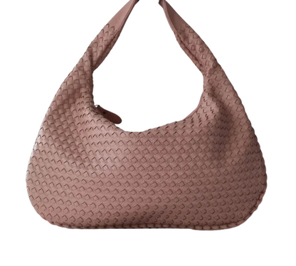 CLARA - Bolso Grande de tendencia trenzado en cuero - Rosa - CARMEN VELVET