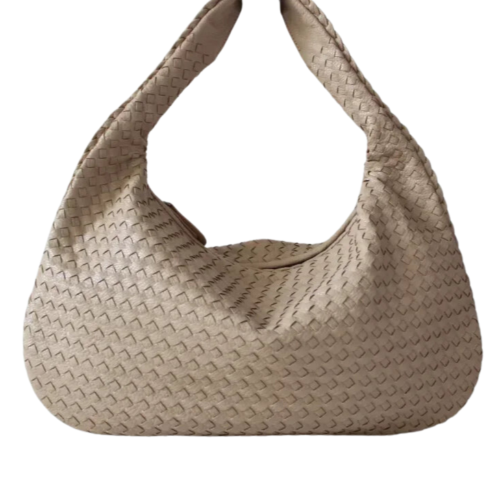 CLARA - Bolso Grande de tendencia trenzado en cuero - Caqui - CARMEN VELVET