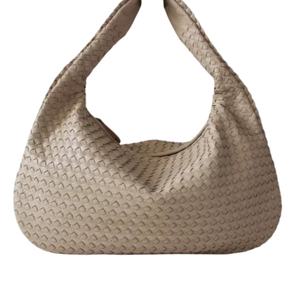 CLARA - Bolso Grande de tendencia trenzado en cuero - Caqui - CARMEN VELVET