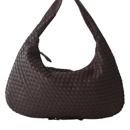 CLARA - Bolso Grande de tendencia trenzado en cuero - Café - CARMEN VELVET