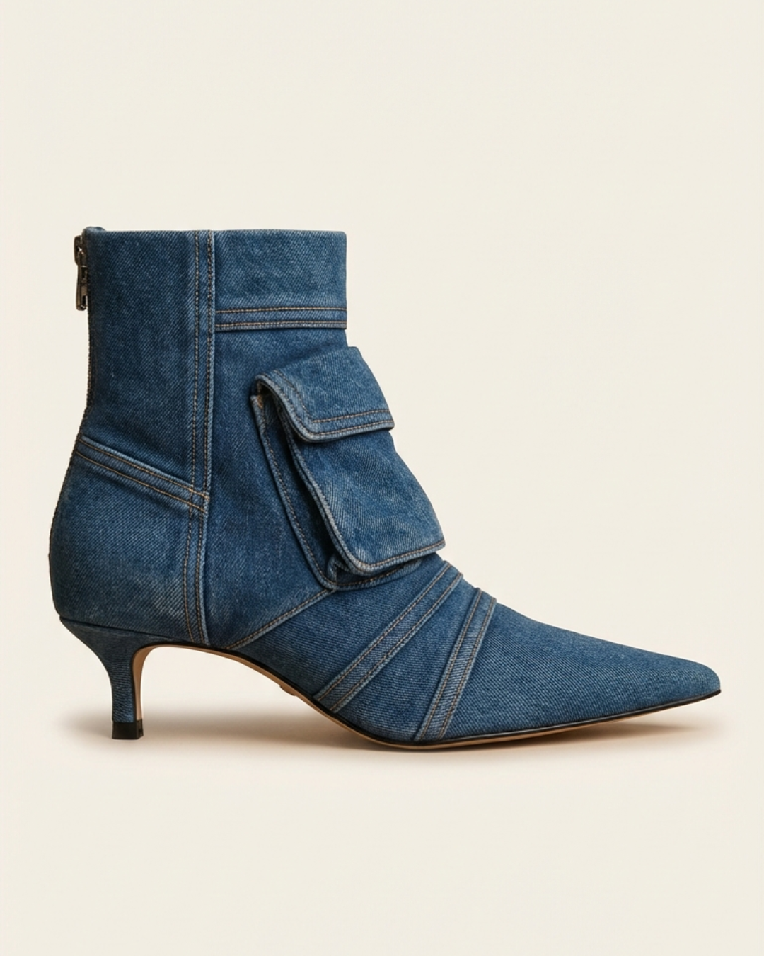 Teresa - Botines de diseño cargo en tejido tejano