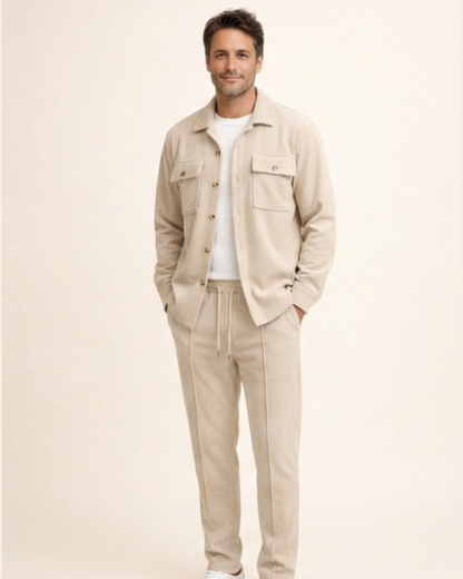 Albert - Conjunto de chaqueta abotonada y pantalón waffle
