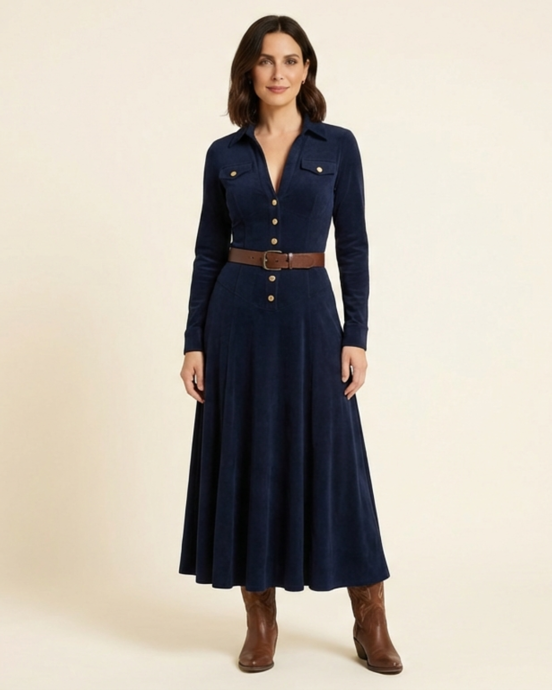Perla - Vestido largo efecto ante