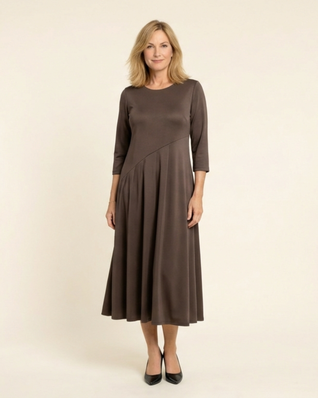 Leonor - Vestido de estilo diario con escote redondo