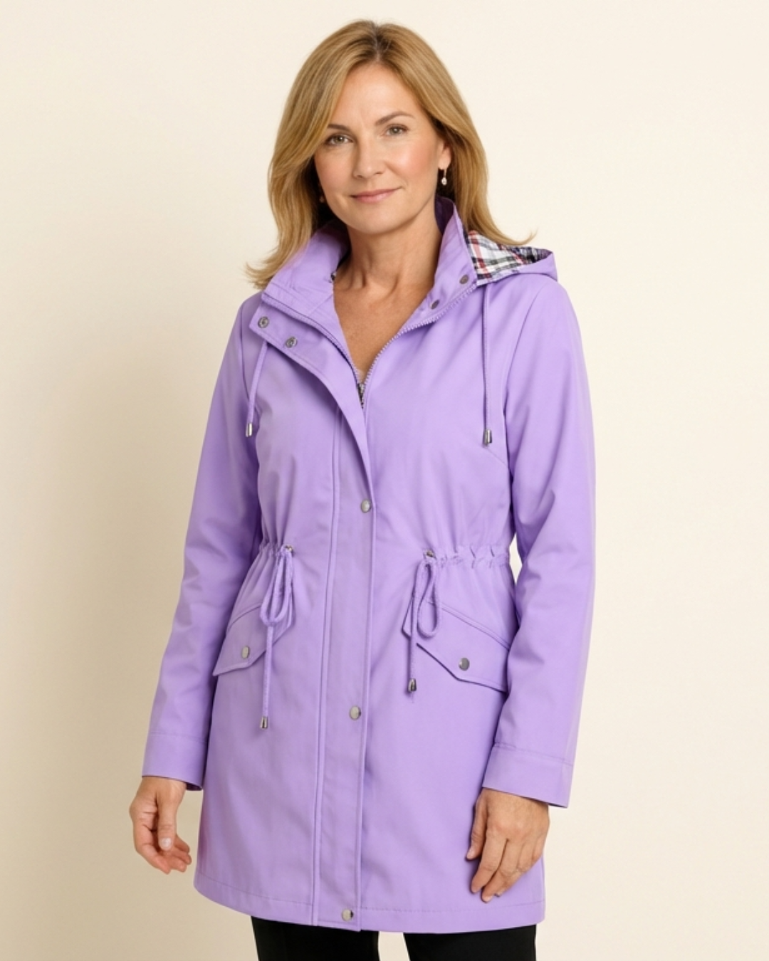 Valeria - Chaqueta impermeable con forro de cuadros