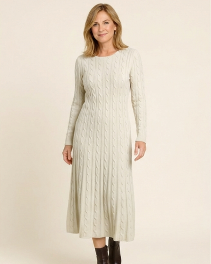 Luna - Vestido largo de punto de textura trenzada elegante
