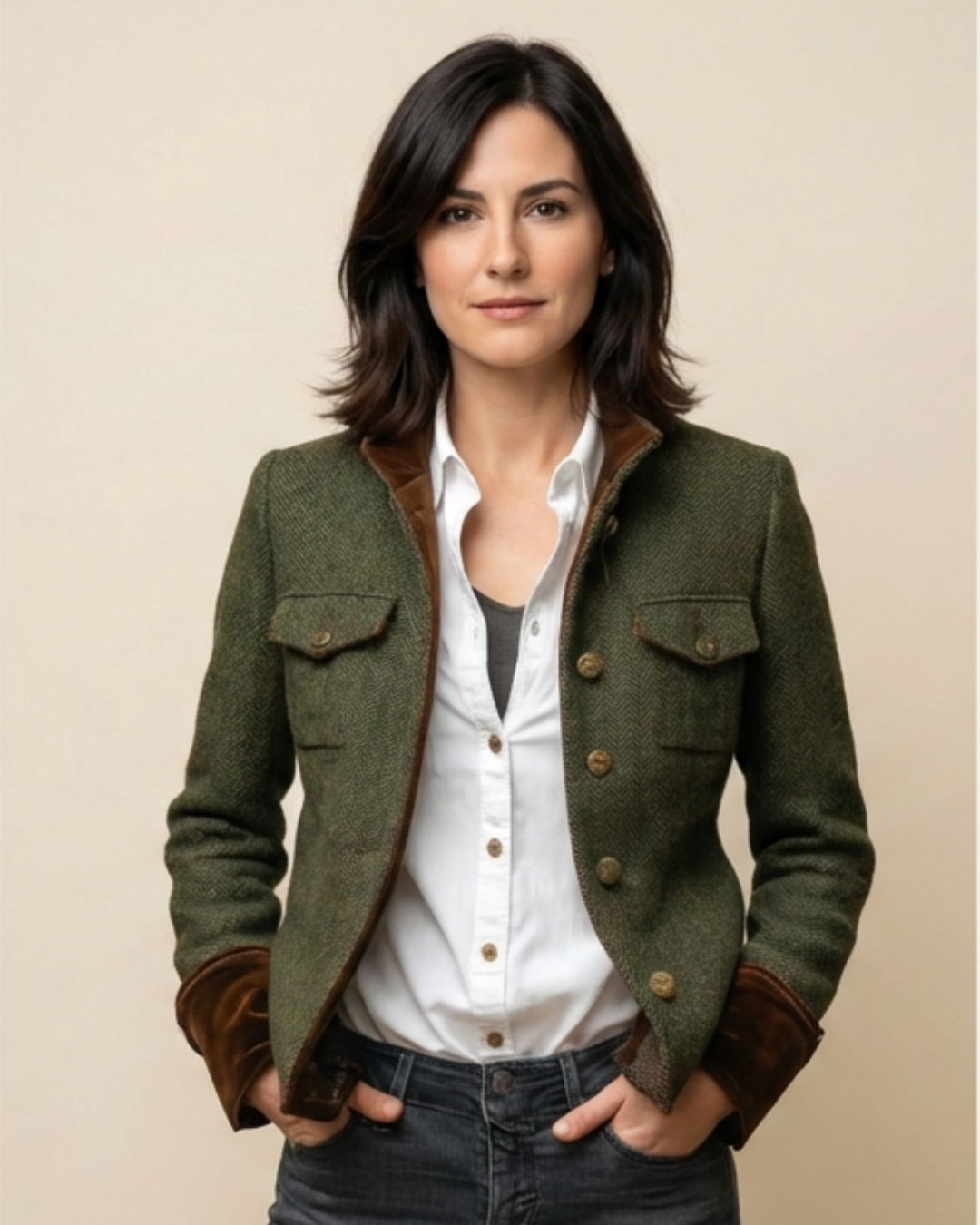 Nora - Chaqueta elegante con detalles de terciopelo