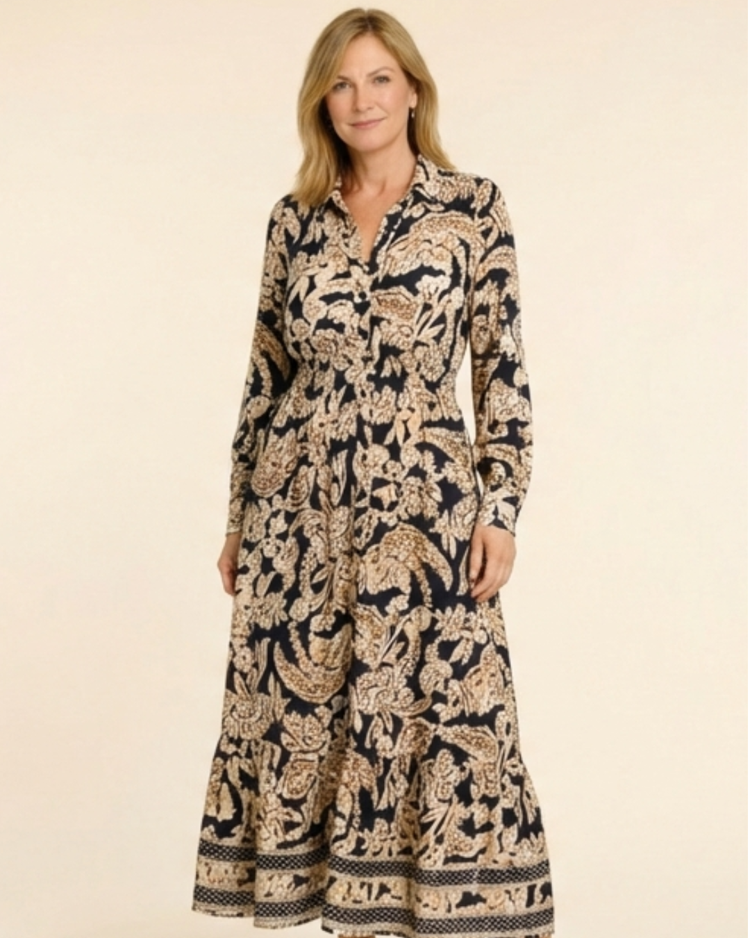 Clara - Vestido camisero floral de estilo vintage