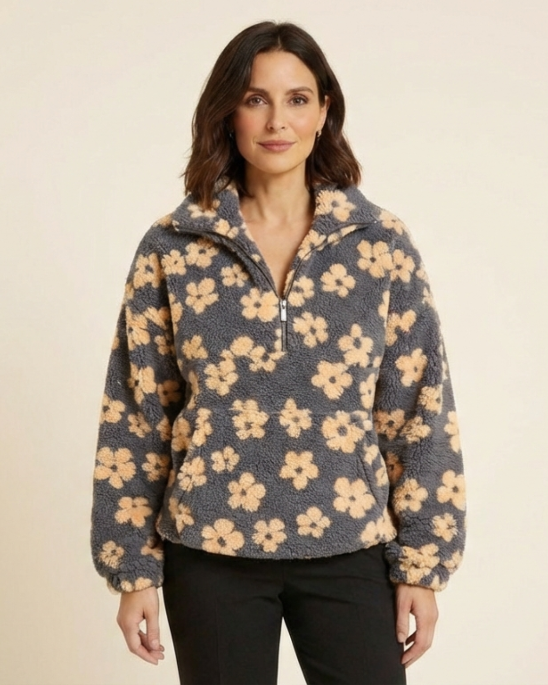Violeta - Sudadera polar con motivo floral