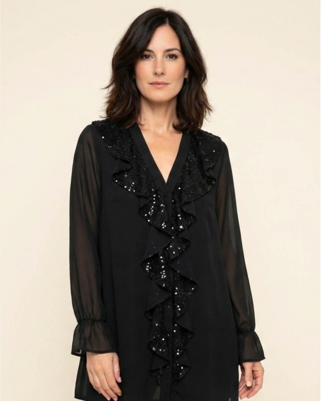 Helena - Blusa elegante con detalle de volantes