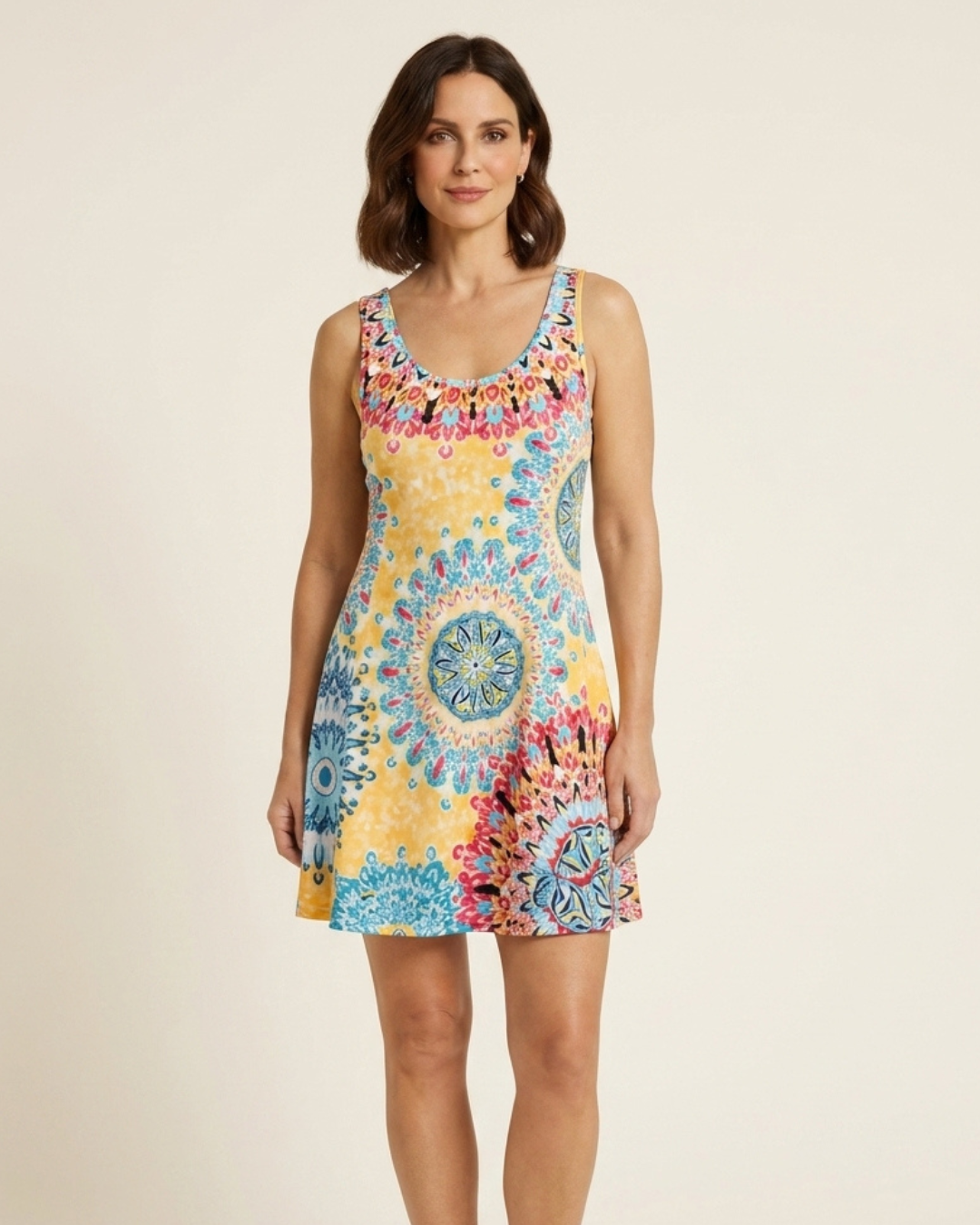 Iria - Vestido de verano motivo sin mangas de corte en A