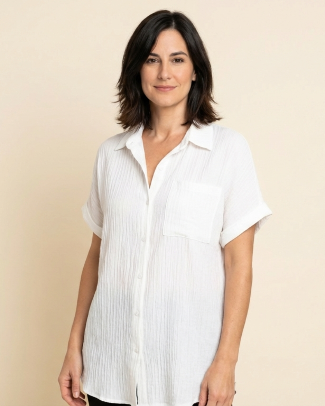 Carla - Blusa de estilo diario suelta con botones