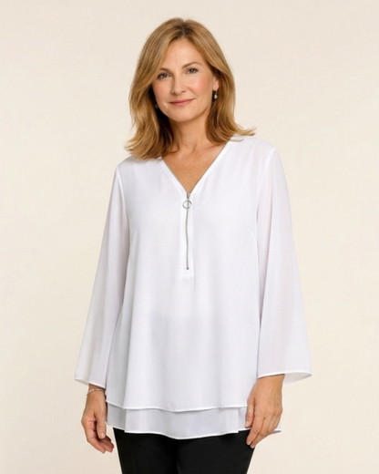 Ariel - Blusa de gasa con doble cremallera