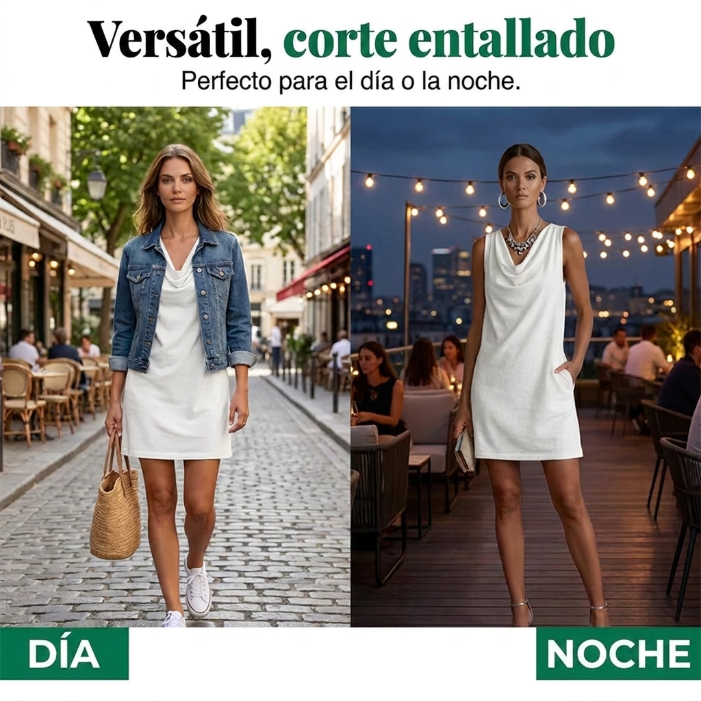 Alicia - Vestido elegante con escote drapeado