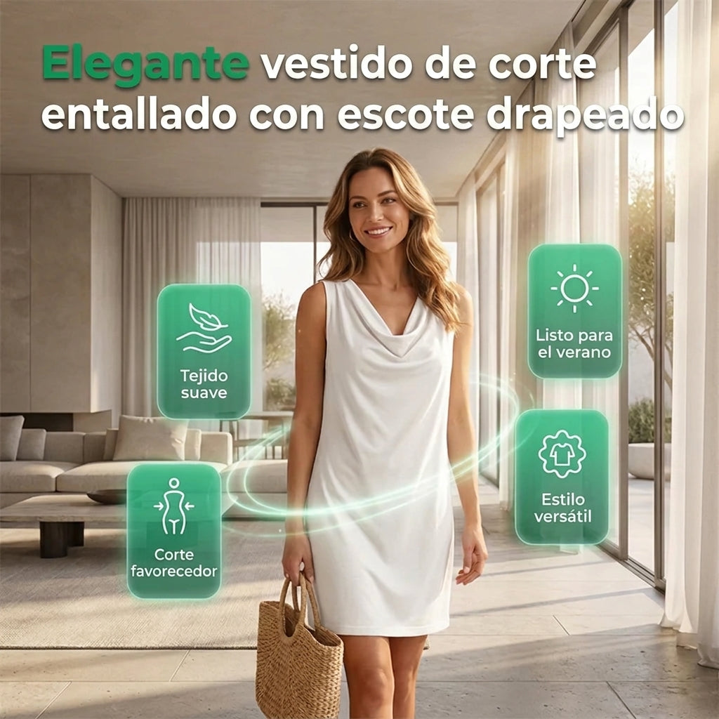 Alicia - Vestido elegante con escote drapeado