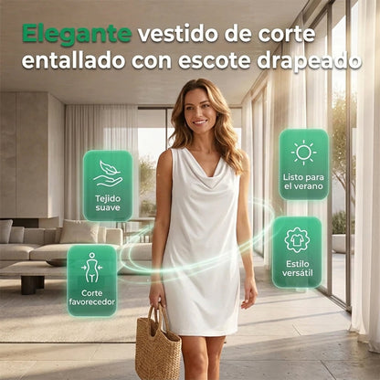 Alicia - Vestido elegante con escote drapeado