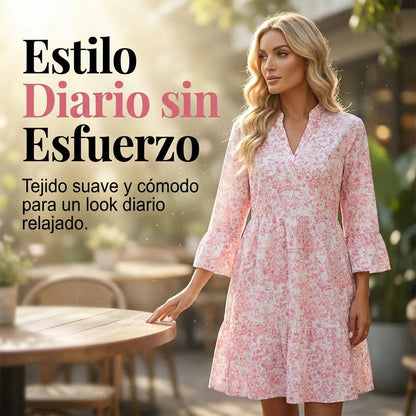 Alba - Vestido con escote de pico y motivo