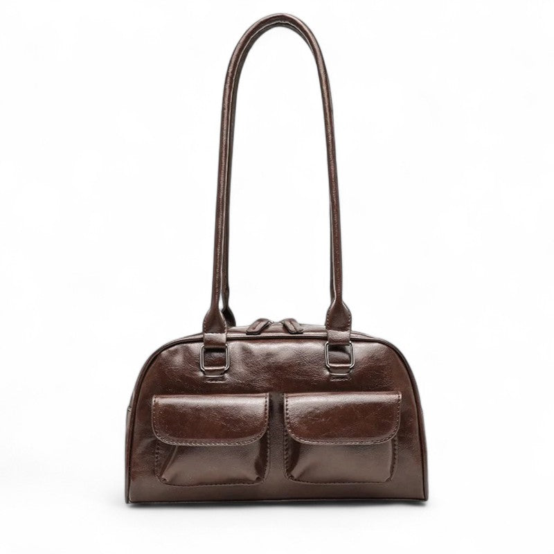 GARANCE - Bolso elegante en cuero multibolsillos - Café - CARMEN VELVET