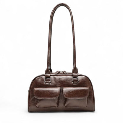 GARANCE - Bolso elegante en cuero multibolsillos - Café - CARMEN VELVET