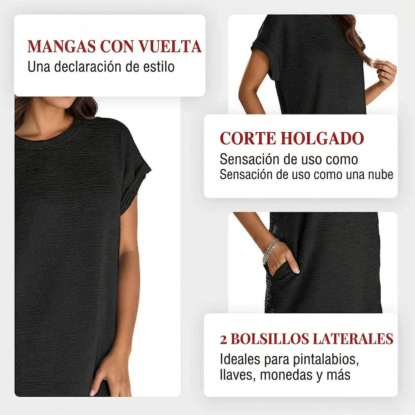 Renata - Vestido de mujer de corte relajado con bolsillos
